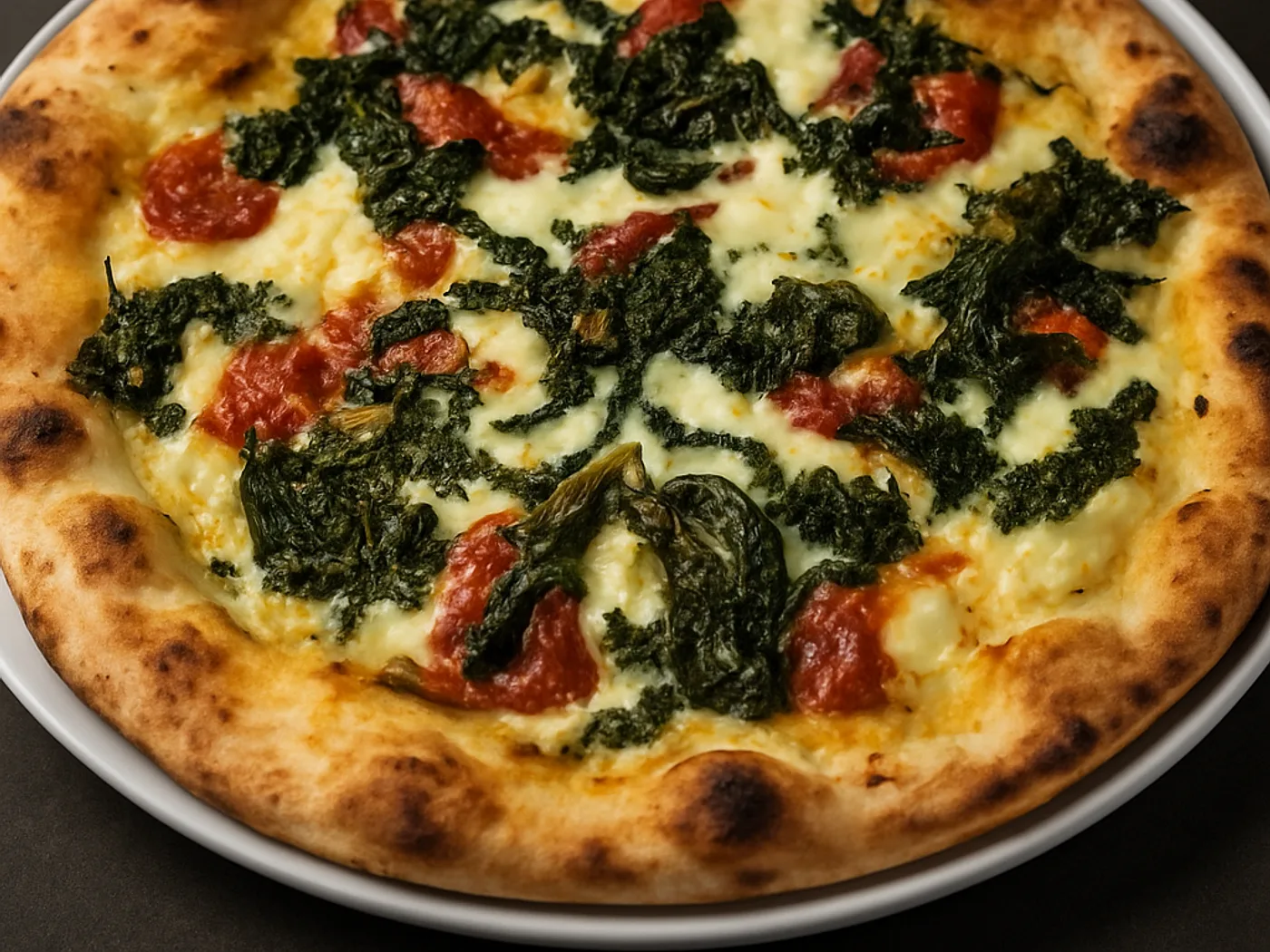 Pizza bianca con friarielli e pomodori secchi